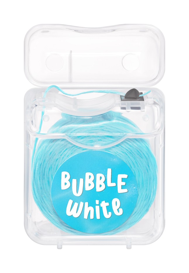 Голубая зубная нить с мятой и кокосом Bubble White