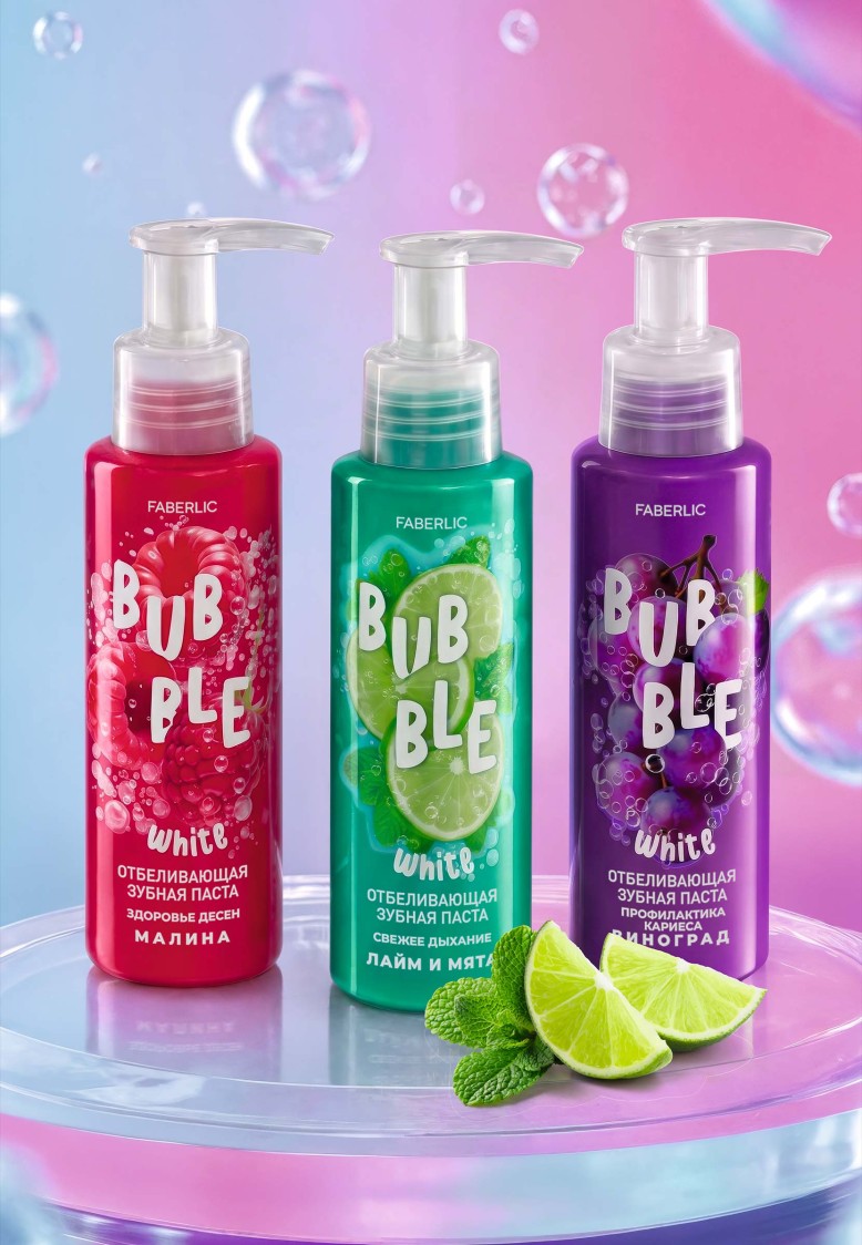 Купить Отбеливающая зубная паста с лаймом и мятой «Свежее дыхание» Bubble White