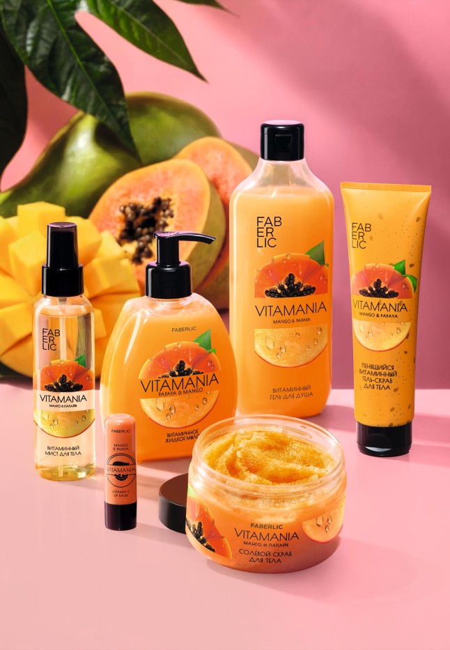 Фаберлик Солевой скраб для тела «Манго и папайя» Vitamania