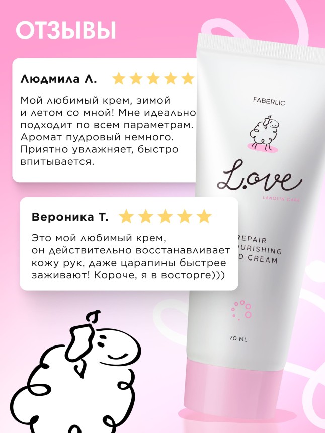 Отзывы Крем для рук «Питание и восстановление» L.OVE
