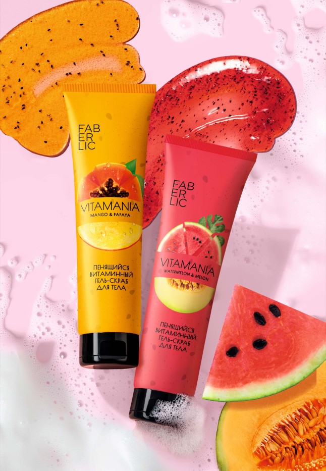 Купить Пенящийся витаминный гель-скраб для тела «Манго и папайя» Vitamania