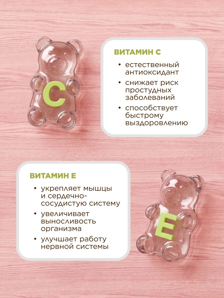 Фото БАД к пище «Иммуно Мишки» со вкусом малины