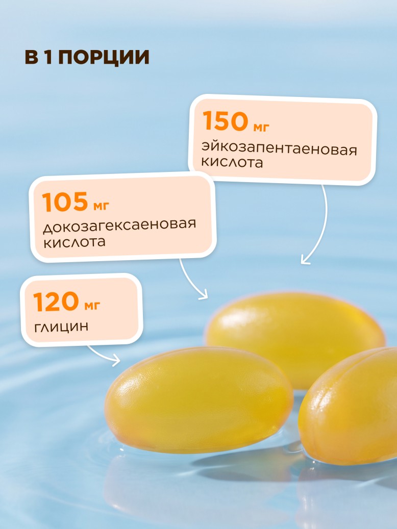 Состав БАД к пище «Омега-3 с глицином»