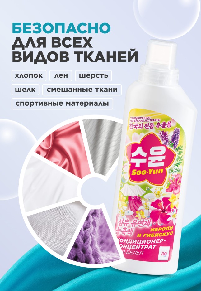 Инструкция Кондиционер-концентрат для белья «Нероли и гибискус» Soo-Yun