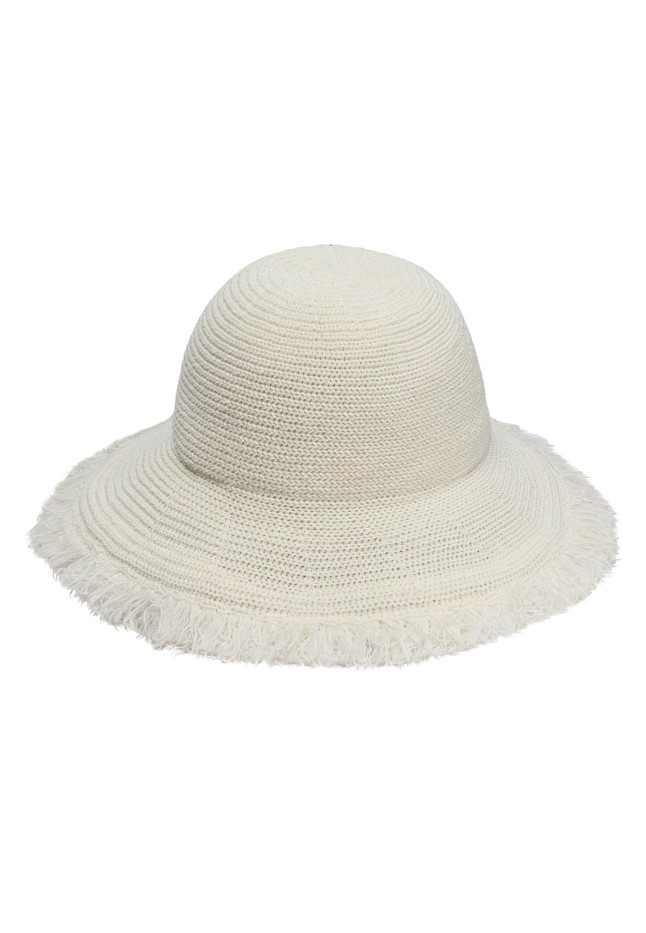 Заказать 600992 Шляпа кроше с бахромой, цвет молочный