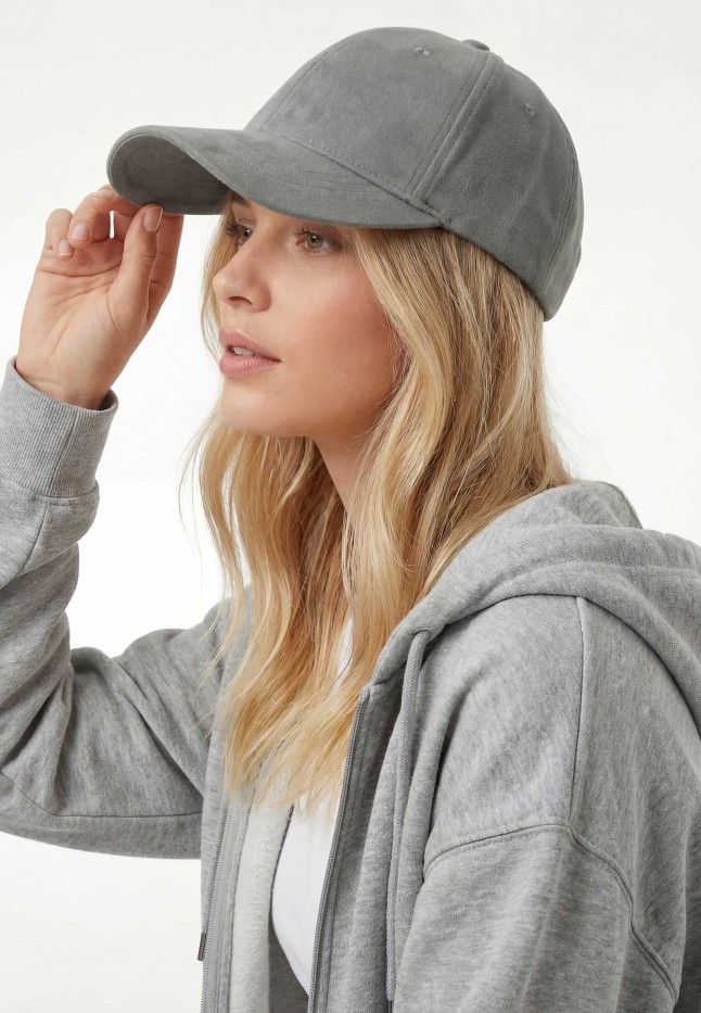 Купить 600994 Кепка-бейсболка с эффектом замши, цвет серый