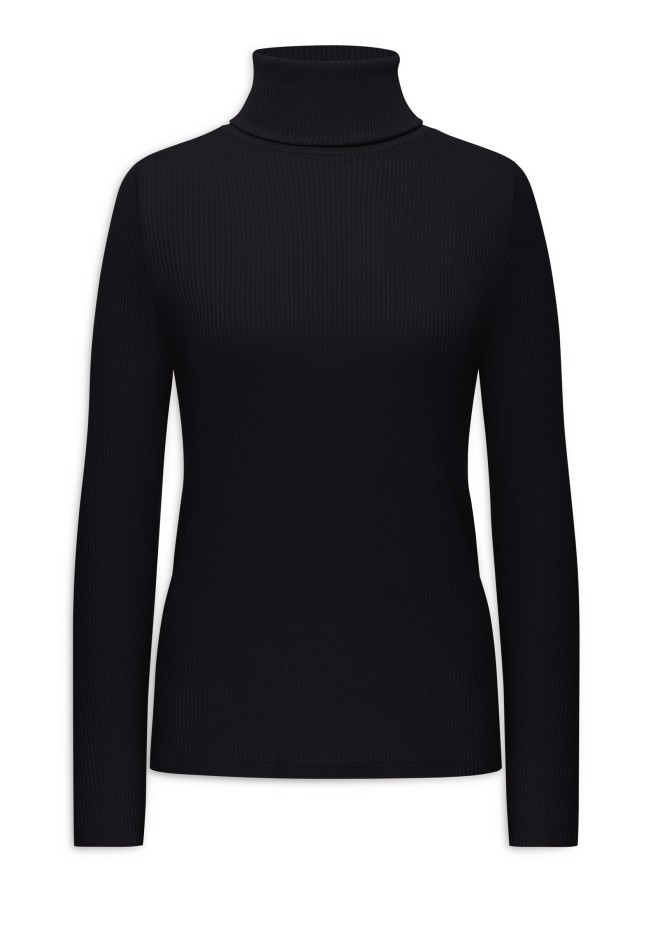 Фото Водолазка из рельефного трикотажа, цвет чёрный