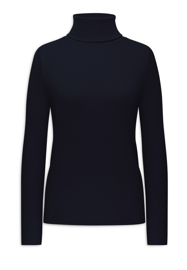 Фото Водолазка из рельефного трикотажа, цвет синий