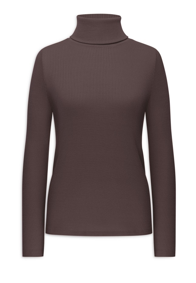Фото Водолазка из рельефного трикотажа, цвет шоколадный
