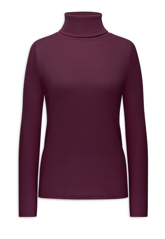 Фото Водолазка из рельефного трикотажа, цвет бордовый