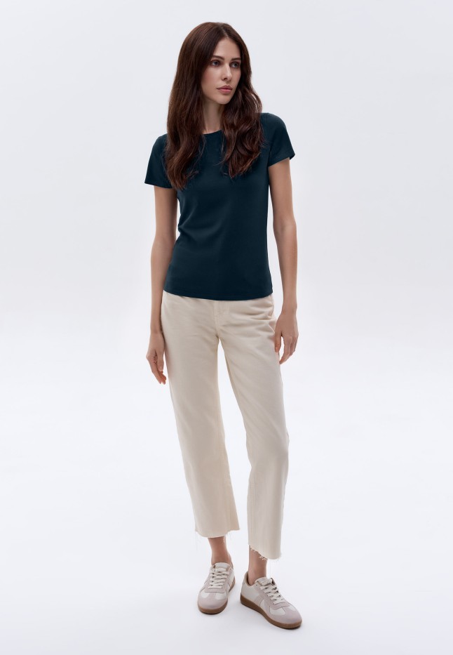 Купить Женская футболка прилегающего силуэта, цвет синий