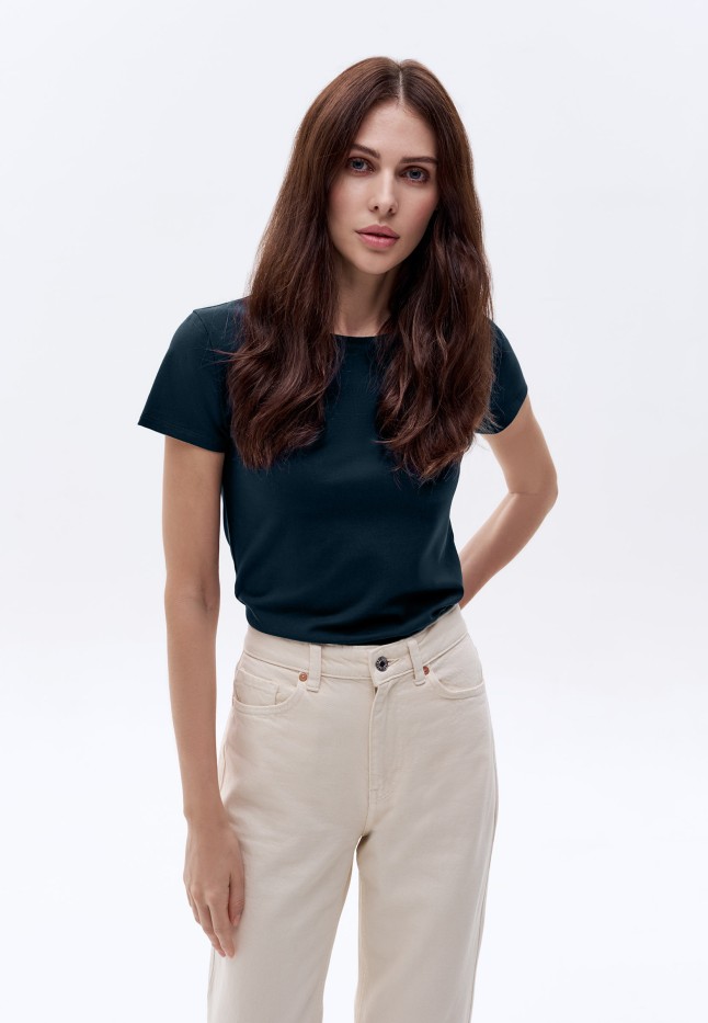 Заказать Женская футболка прилегающего силуэта, цвет синий