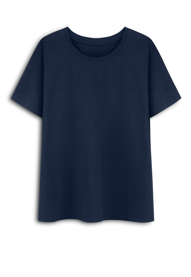Фото Женская футболка прямого силуэта, цвет синий