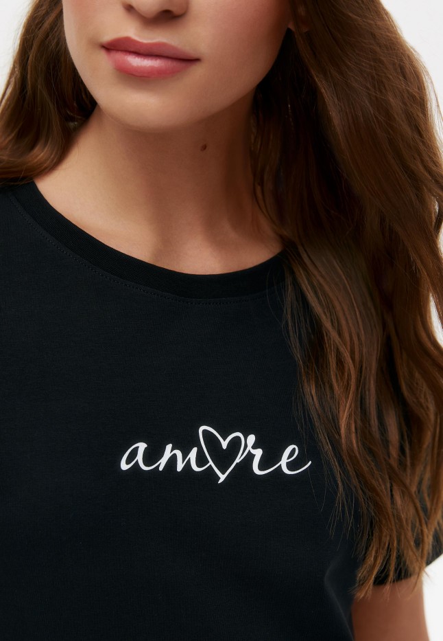 Купить Футболка с принтом «Сердечки», цвет черный