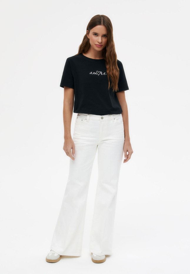 Фото Футболка с принтом «Сердечки», цвет черный