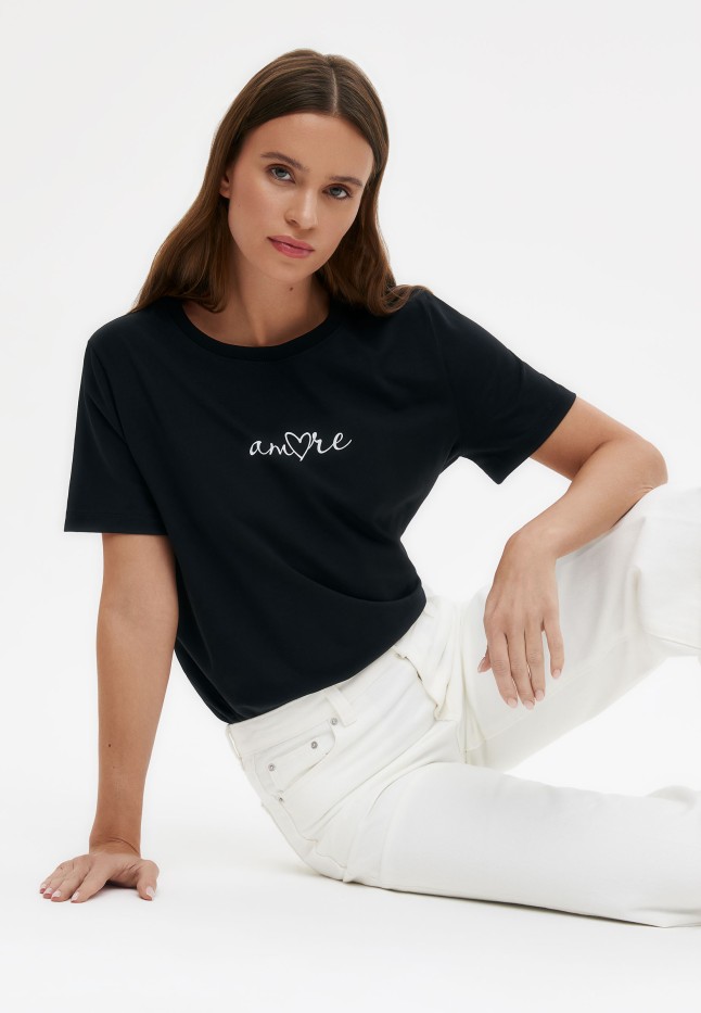 Отзывы Футболка с принтом «Сердечки», цвет черный