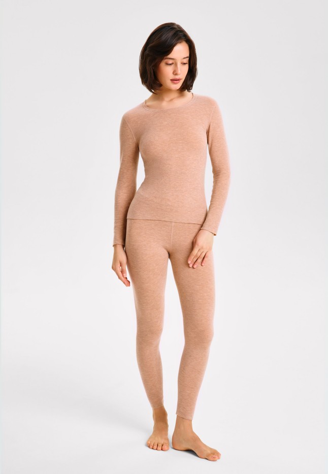 Купить Женский лонгслив, цвет бежевый меланж