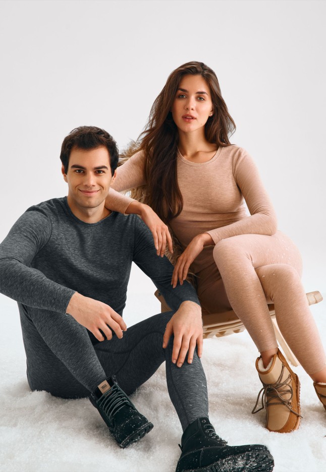 Женский лонгслив, цвет бежевый меланж