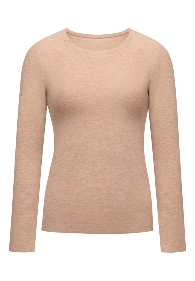 Женский лонгслив, цвет бежевый меланж