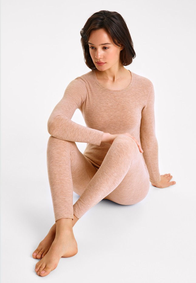 Женский лонгслив, цвет бежевый меланж