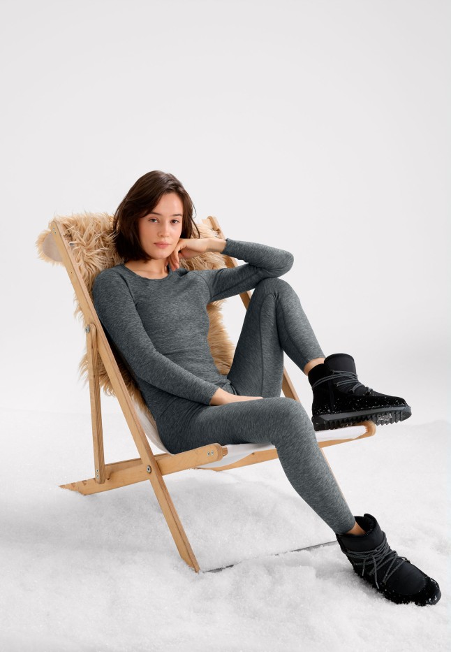 Фото Женский лонгслив, цвет черный меланж