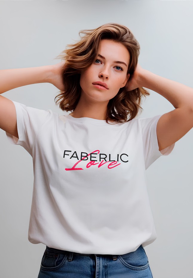 Фото Футболка женская с принтом «Faberlic Love» цвет белый
