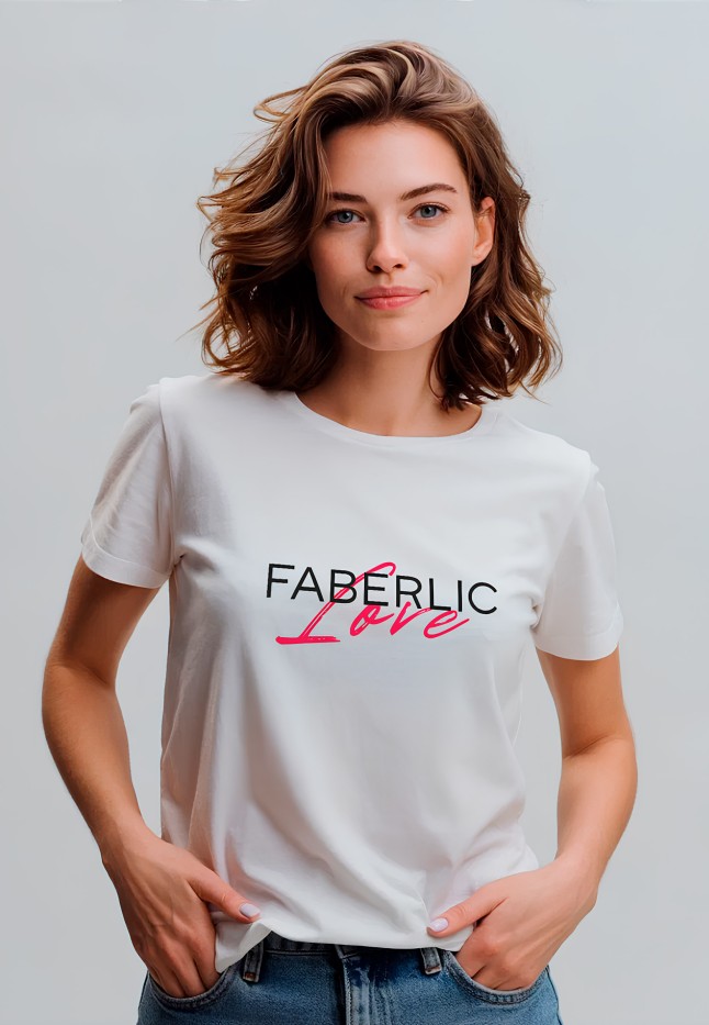 Состав Футболка женская с принтом «Faberlic Love» цвет белый