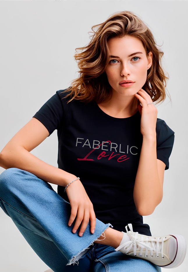 Заказать Футболка женская с принтом «Faberlic Love» цвет черный