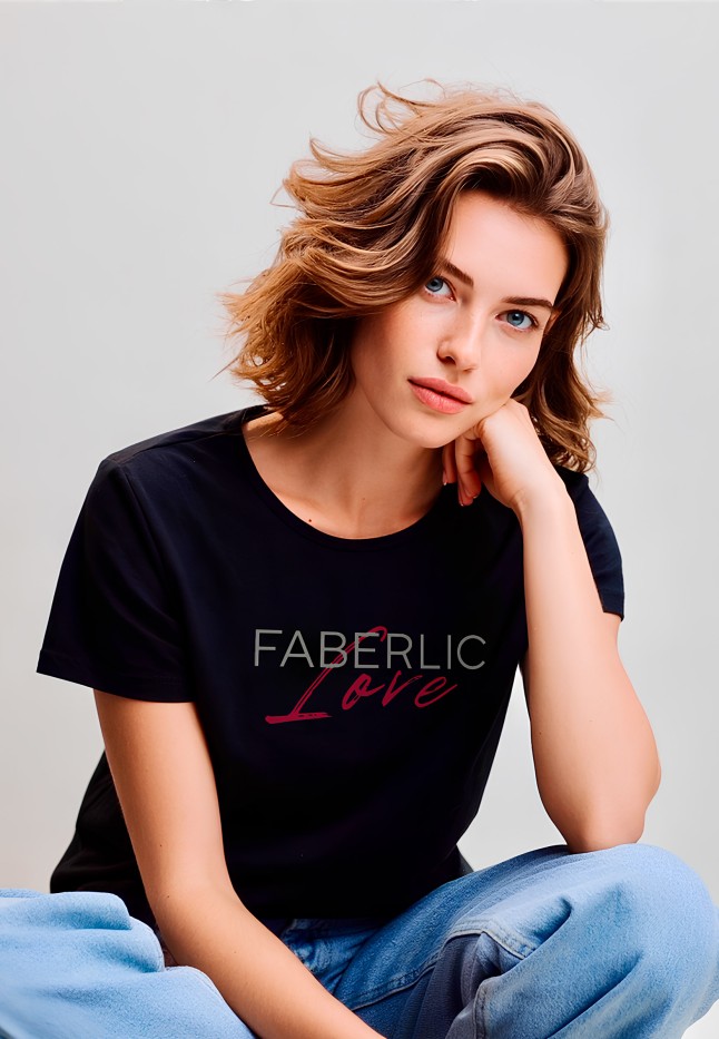 В Беларуси Футболка женская с принтом «Faberlic Love» цвет черный