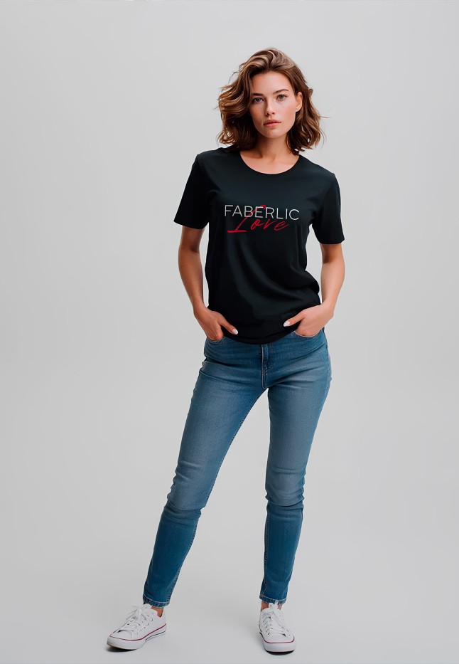 Фото Футболка женская с принтом «Faberlic Love» цвет черный