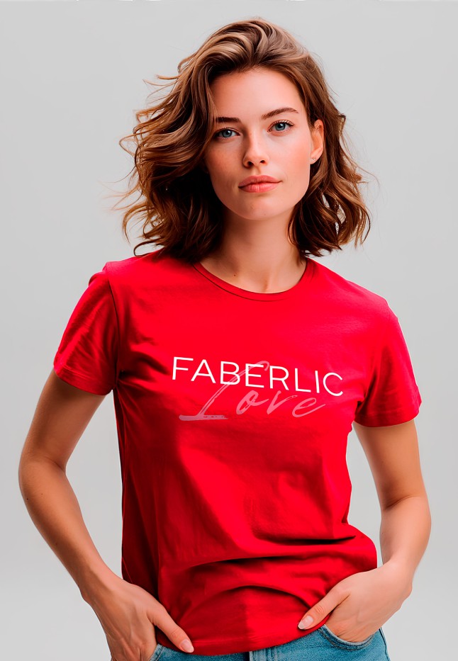 Заказать Футболка женская с принтом «Faberlic Love» цвет красный