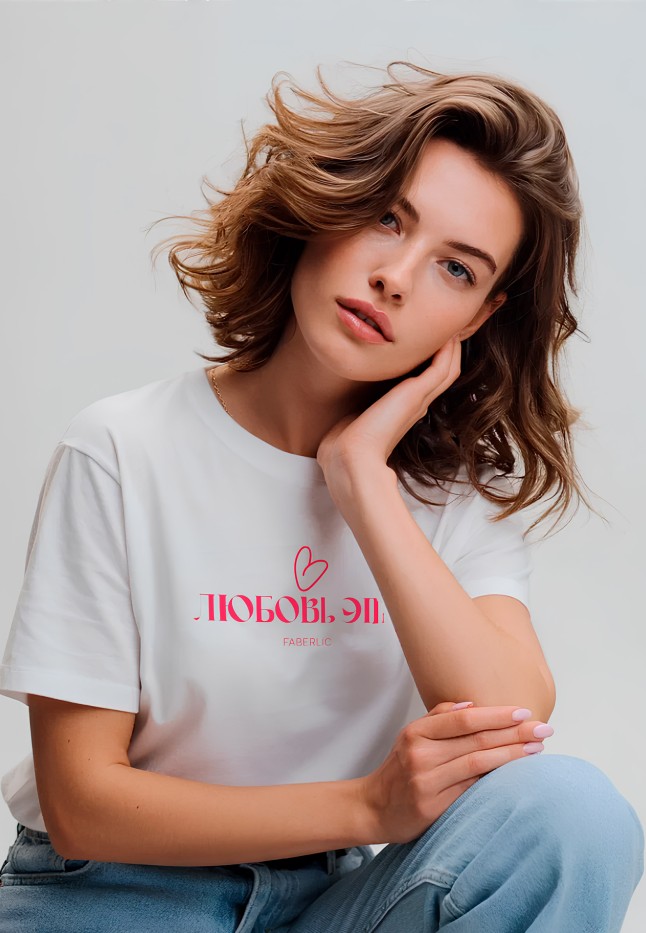 Заказать Футболка женская с принтом «Любовь – это…» цвет белый