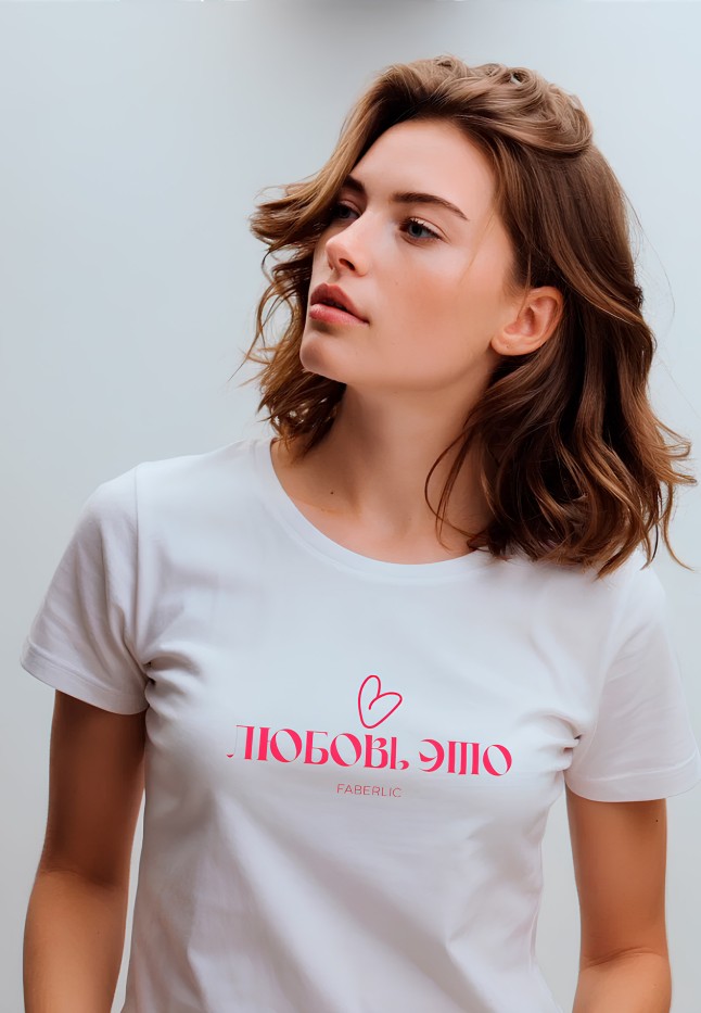 Инструкция Футболка женская с принтом «Любовь – это…» цвет белый