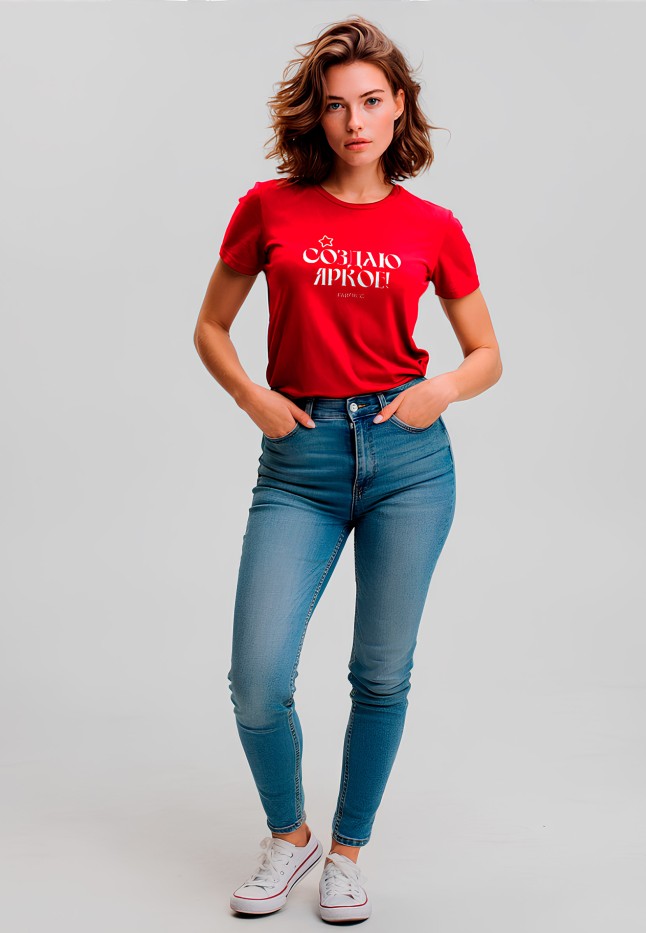 Фаберлик Футболка женская с принтом «Создаю яркое» цвет красный