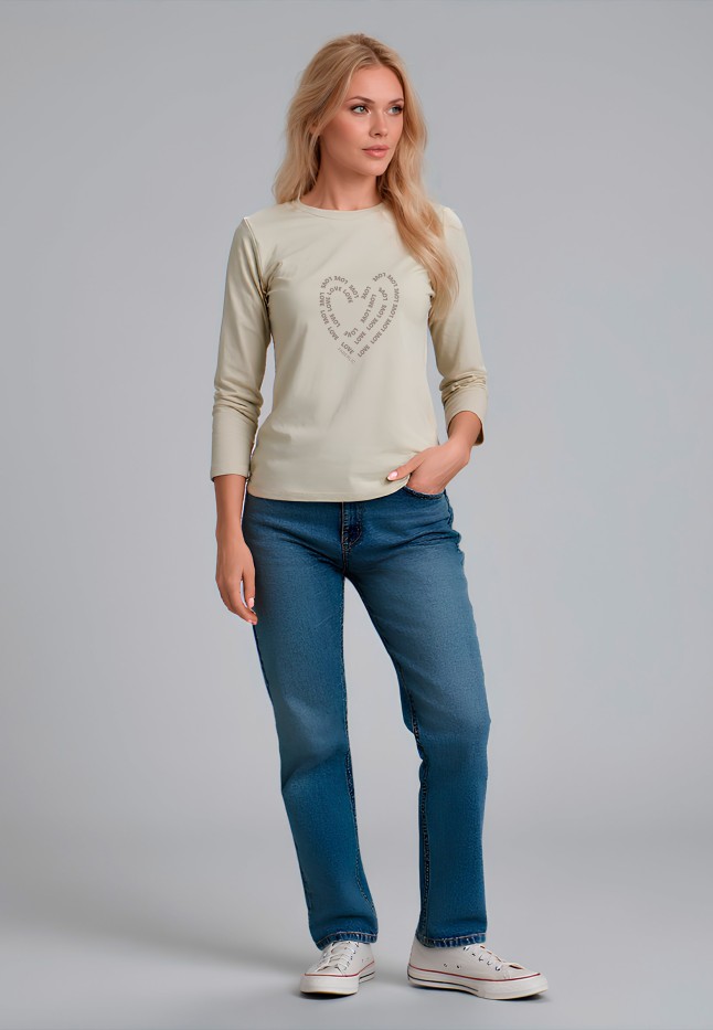 Фаберлик Лонгслив с графичным принтом «Love», цвет бежевый