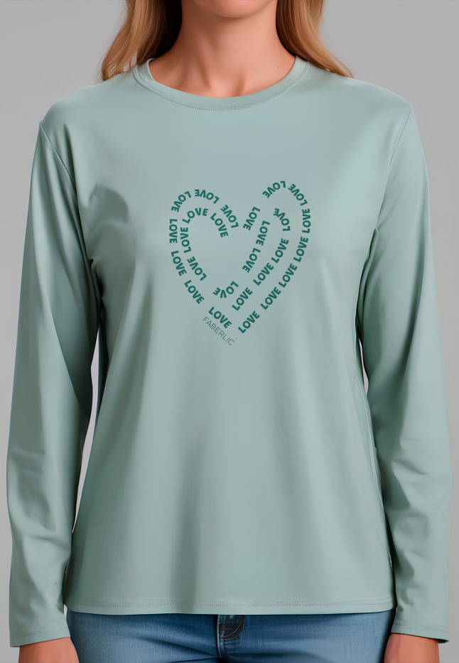 В Беларуси Лонгслив с графичным принтом «Love», цвет серая мята