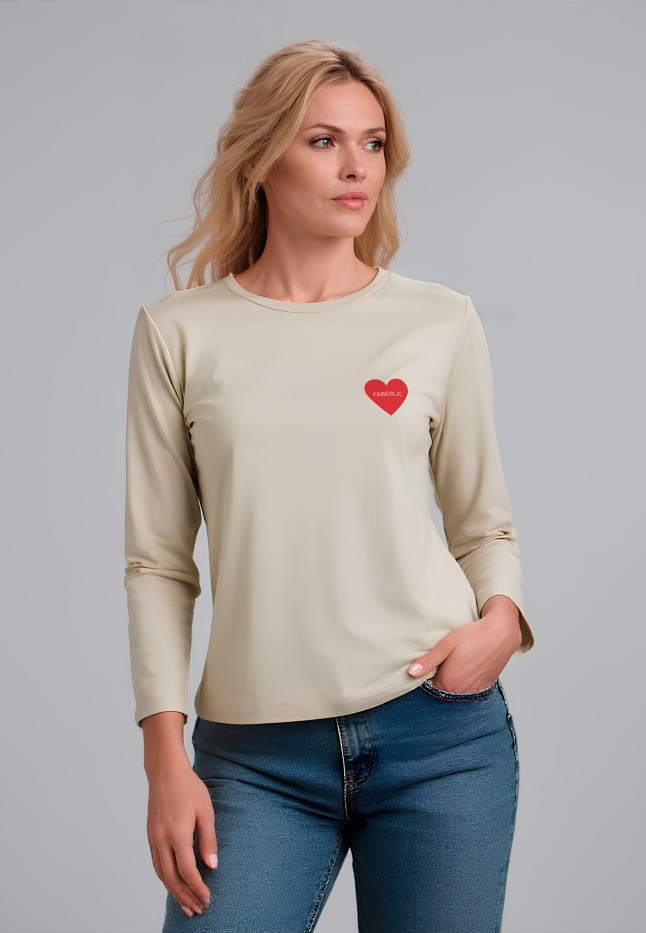 Купить Лонгслив с минималистичным принтом «В сердце», цвет бежевый