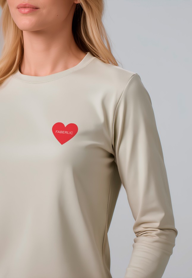 В Беларуси Лонгслив с минималистичным принтом «В сердце», цвет бежевый