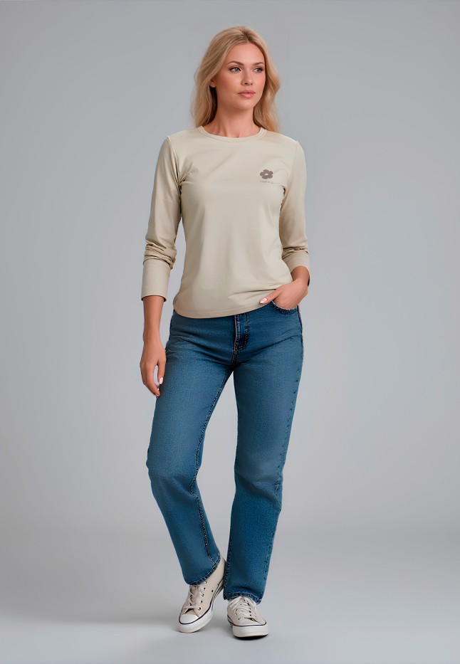 Фаберлик Лонгслив с минималистичным принтом «Мягкий цветок», цвет бежевый