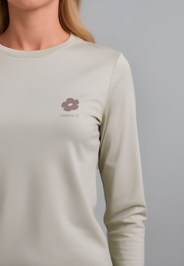 В Беларуси Лонгслив с минималистичным принтом «Мягкий цветок», цвет бежевый