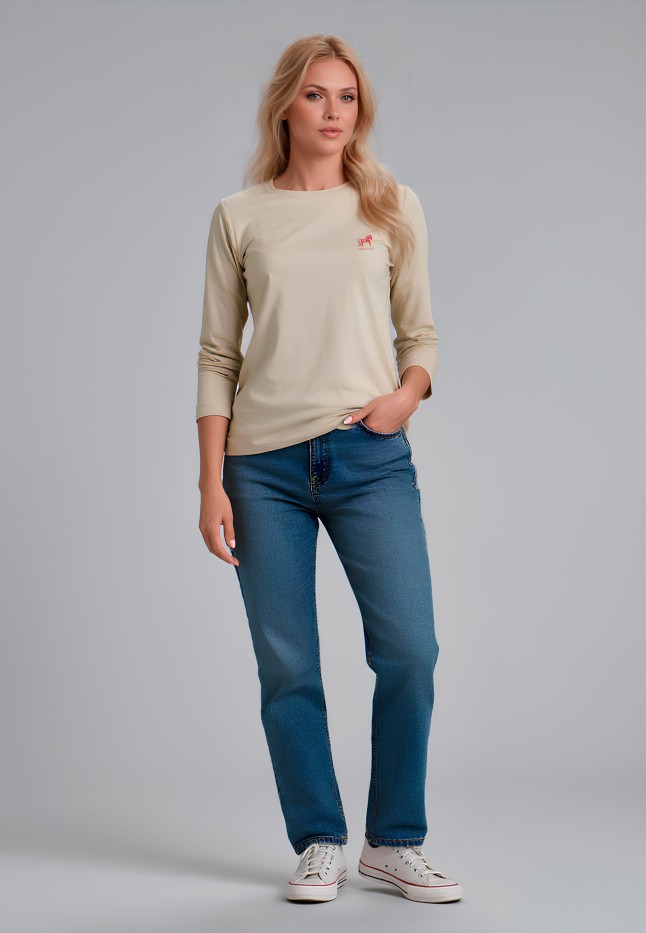 Заказать Лонгслив с минималистичным принтом «Лошадка», цвет бежевый