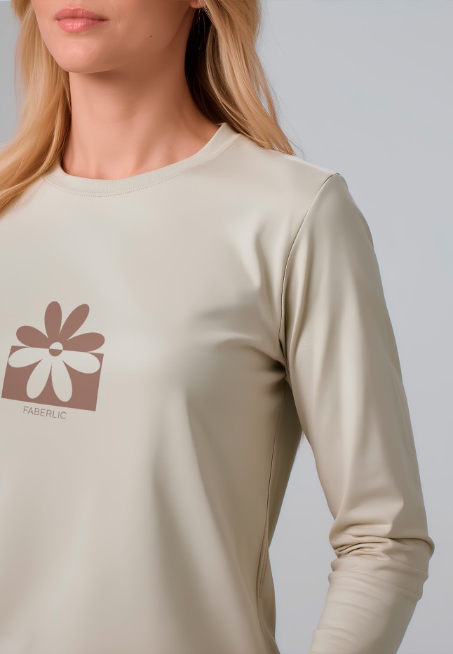 В Беларуси Лонгслив с минималистичным принтом «Симметрия», цвет бежевый