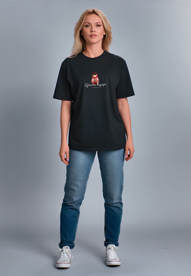 Купить Футболка оверсайз с принтом «Красота внутри», цвет черный