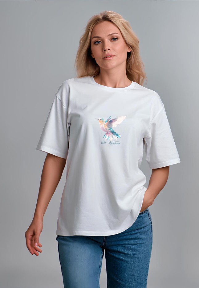 Заказать Футболка оверсайз с принтом «Все сбудется», цвет белый