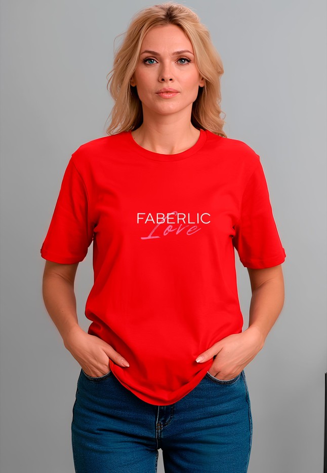 Заказать Футболка оверсайз с принтом «Faberlic love», цвет красный