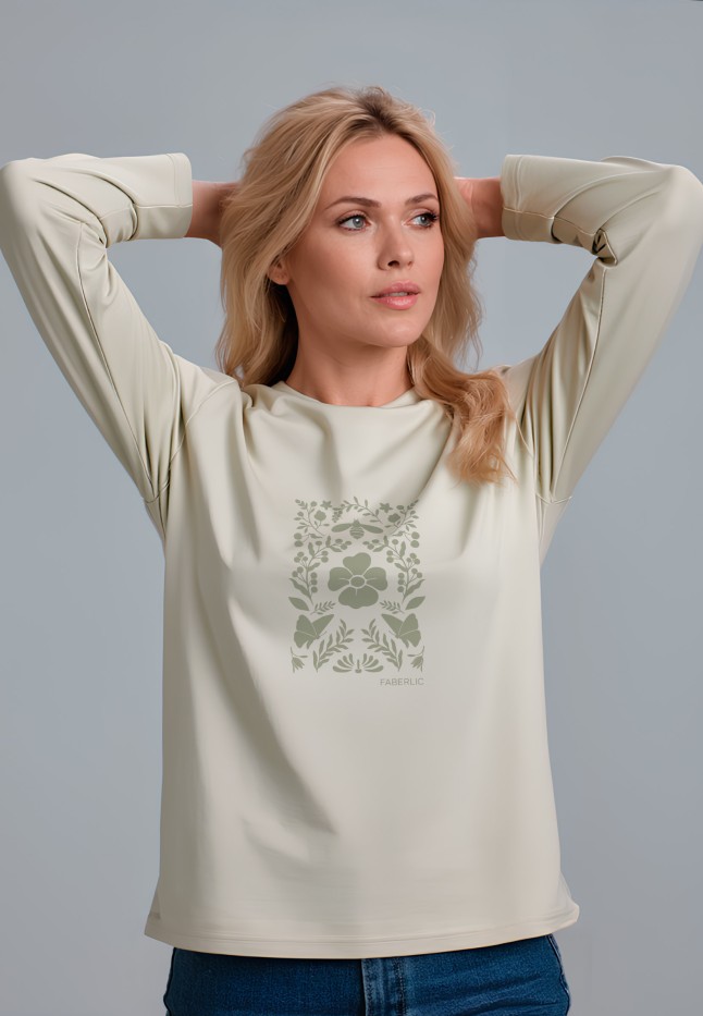В Беларуси Лонгслив с флоральным принтом «Цветочная сказка», цвет бежевый