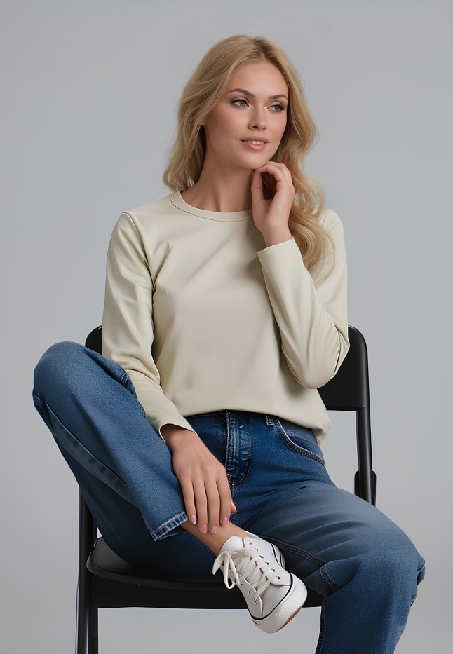 Купить Женский лонгслив , цвет серо-бежевый