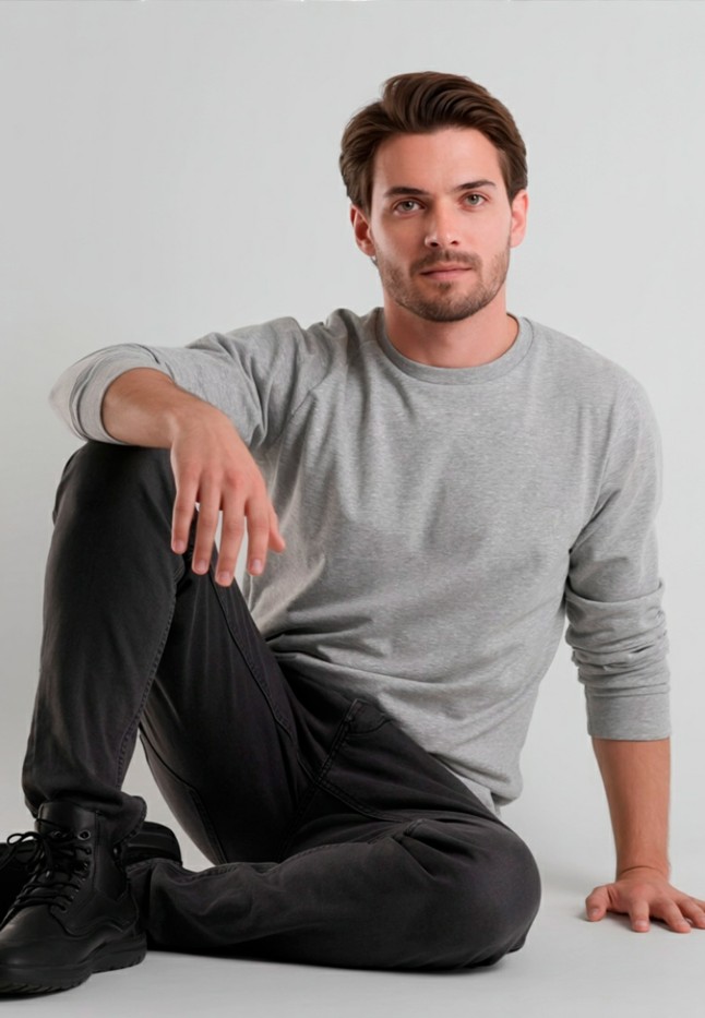 Заказать Мужской свитшот, цвет светло-серый меланж