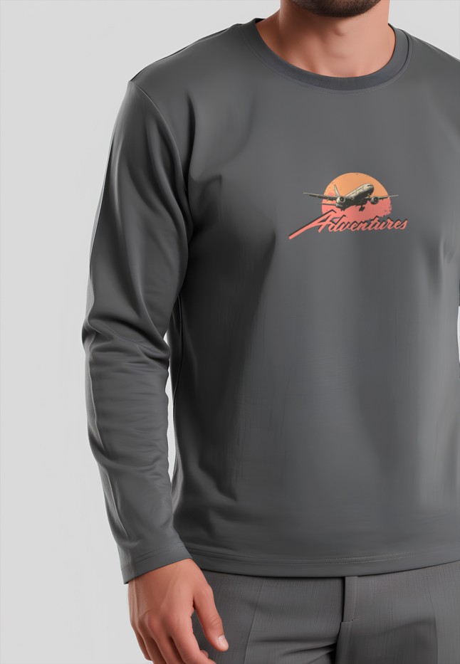 Заказать Мужской свитшот-лонгслив с принтом «Adventures», цвет графит