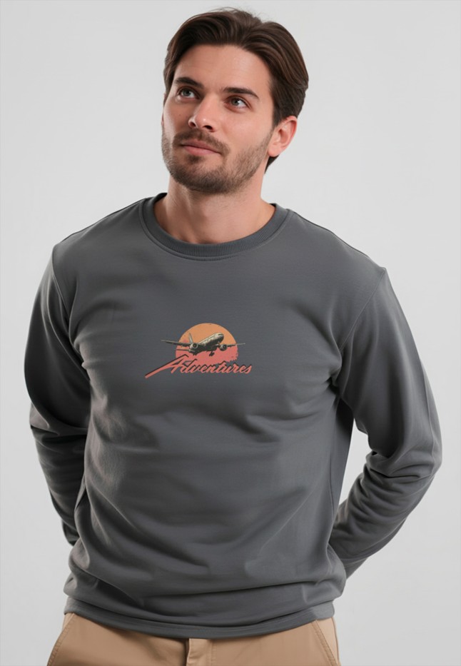 В Беларуси Мужской свитшот-лонгслив с принтом «Adventures», цвет графит